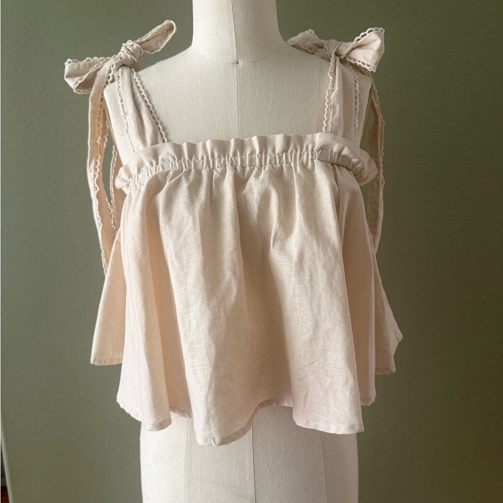 MARBLE Cream Camisole with Bow Straps